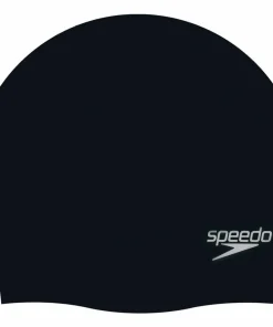 Speedo Plain Moulded Silicone Cap Blk Mop
