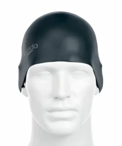 Speedo Plain Moulded Silicone Cap Blk Mop