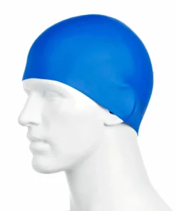 Speedo Plain Moulded Silicone Cap Blue Mop