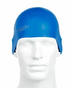 Speedo Plain Moulded Silicone Cap Blue Mop