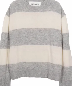 Sätila Men's Boxy Stripe Sweater Grey Melange