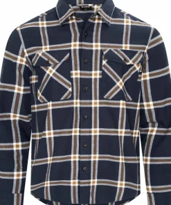 Urberg Men's Two Pocket Flanell Shirt Blue Nights/deep Lichen Green