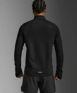 2XU Men's Ignition Hyper-Haptic 1/4 Zip Black/silver Reflective