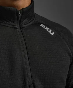 2XU Men's Ignition Hyper-Haptic 1/4 Zip Black/silver Reflective
