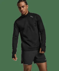 2XU Men's Ignition Hyper-Haptic 1/4 Zip Black/silver Reflective
