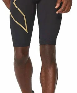 2XU Men's MCS Run Compression Shorts Black/Gold Reflective