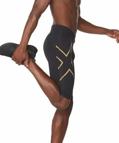 2XU Men's MCS Run Compression Shorts Black/Gold Reflective