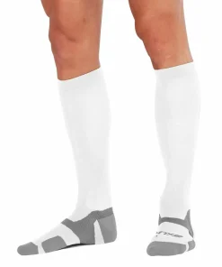 2XU VECTR Light Cushion Full Length Socks White/Grey